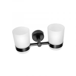 Ποτηροθήκη διπλή γυάλινη μαύρη ματ UNO KARAG