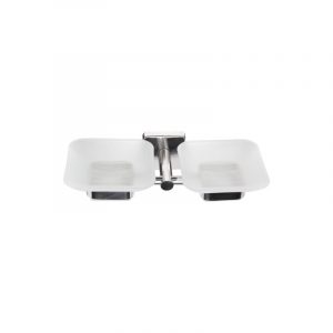 Σαπουνοθήκη διπλή γυάλινη χρωμέ QUATTRO KARAG