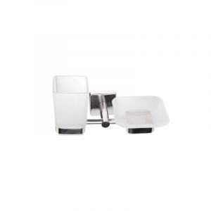 Ποτηροθήκη & σαπουνοθήκη γυάλινη χρωμέ QUATTRO KARAG
