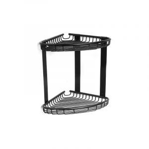 Γωνιακό καλάθι σχαρωτό διπλό μαύρο ματ RETI 21x21x27cm KARAG