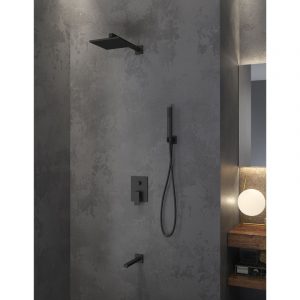 Σετ μπαταρίας εντοιχισμού ντους με μίκτη 5 δρόμων DELOS Nero KARAG