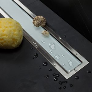 Σιφόνι δαπέδου από ανοξείδωτο ατσάλι και λευκό γυαλί CONFLUO PREMIUM KARAG