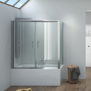 Καμπίνα μπανιέρας ορθογώνια με δύο σταθερά κρύσταλλα FLORA 300 KARAG