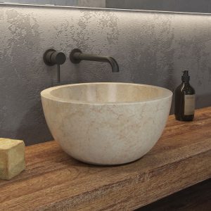 Νιπτήρας επικαθήμενος πέτρινος LEYLA CREAM KARAG