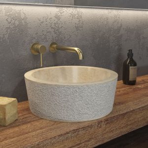 Νιπτήρας επικαθήμενος πέτρινος TIMUR CREAM KARAG